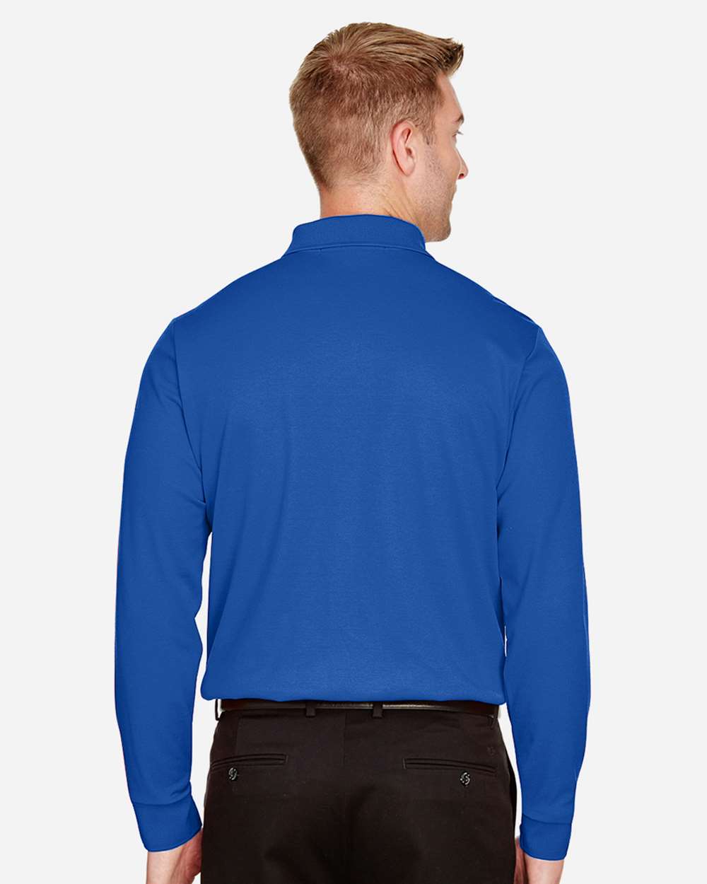 Devon & Jones Men's CrownLux Performance® Plaited Long Sleeve Polo - DG20L True Royal