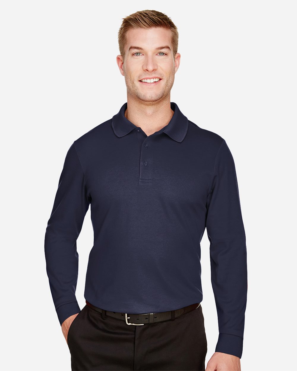 Devon & Jones Men's Tall CrownLux Performance® Plaited Long Sleeve Polo - DG20LT