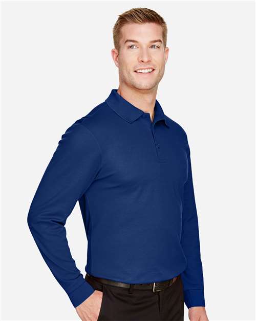 Devon & Jones Men's Tall CrownLux Performance® Plaited Long Sleeve Polo - DG20LT True Royal