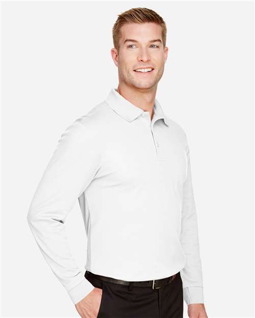 Devon & Jones Men's Tall CrownLux Performance® Plaited Long Sleeve Polo - DG20LT White