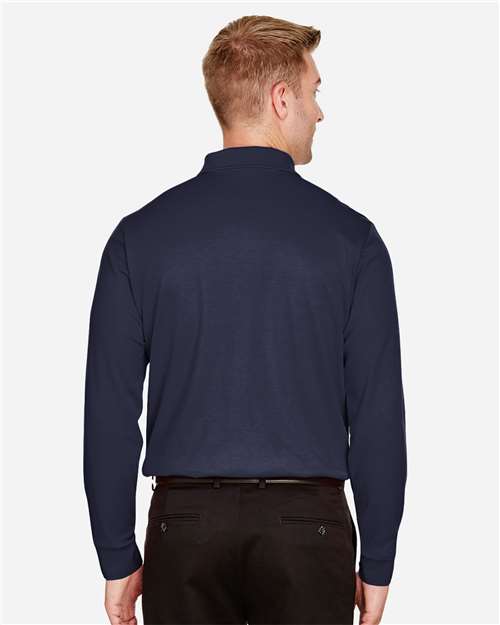 Devon & Jones Men's Tall CrownLux Performance® Plaited Long Sleeve Polo - DG20LT Navy