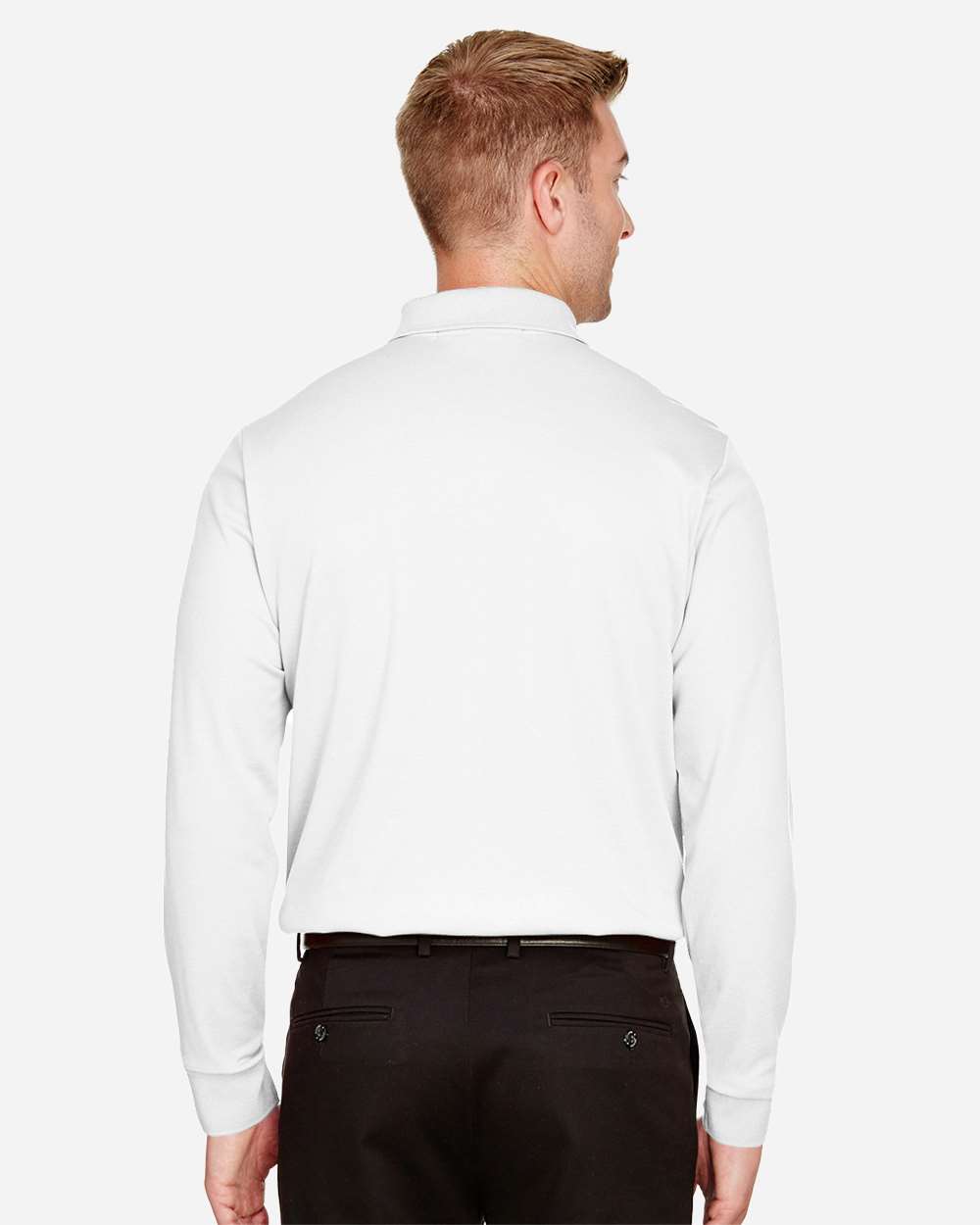 Devon & Jones Men's Tall CrownLux Performance® Plaited Long Sleeve Polo - DG20LT White