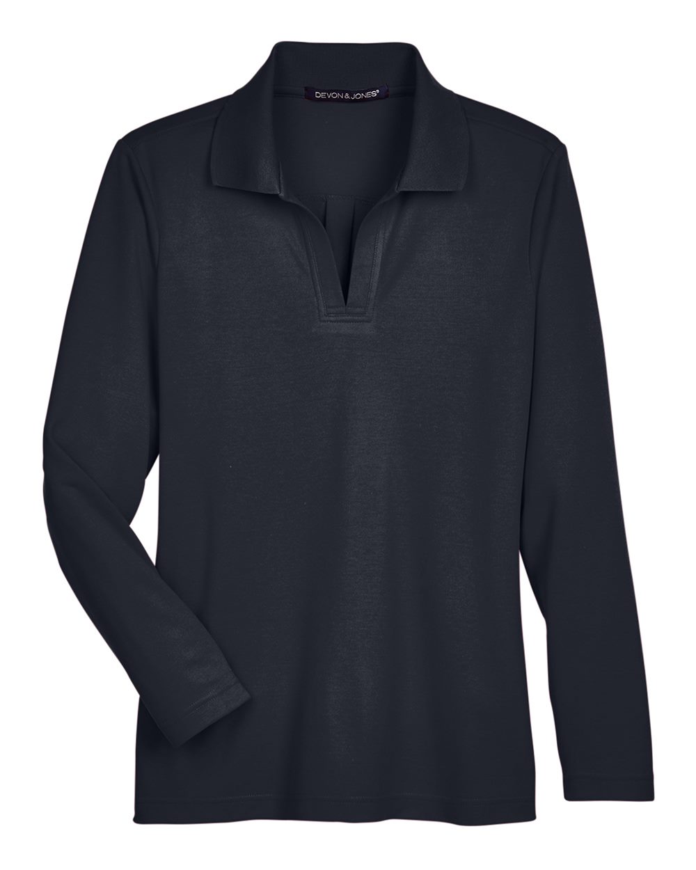 Devon & Jones Women's CrownLux Performance® Plaited Long Sleeve Polo - DG20LW Black