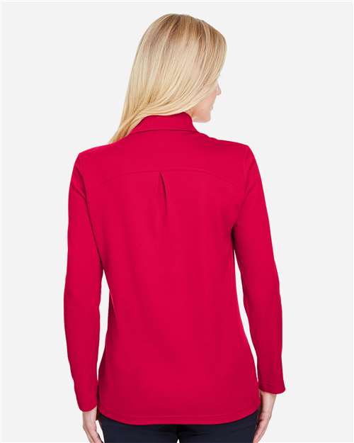 Devon & Jones Women's CrownLux Performance® Plaited Long Sleeve Polo - DG20LW Red