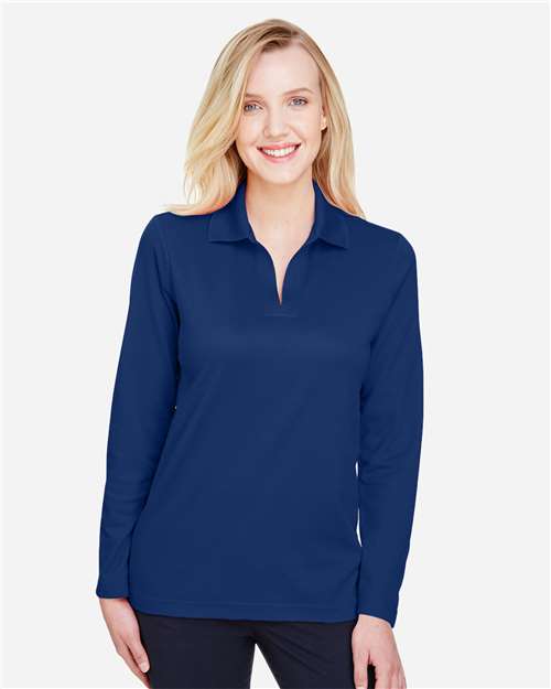 Devon & Jones Women's CrownLux Performance® Plaited Long Sleeve Polo - DG20LW True Royal
