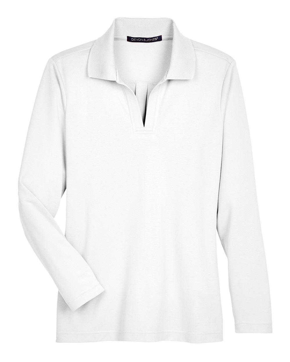 Devon & Jones Women's CrownLux Performance® Plaited Long Sleeve Polo - DG20LW White