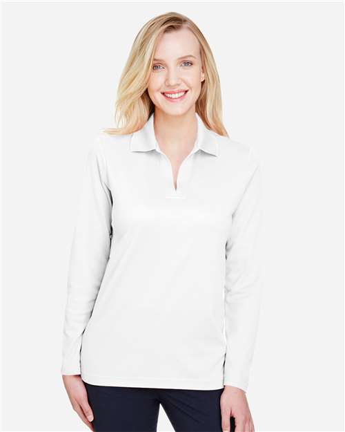 Devon & Jones Women's CrownLux Performance® Plaited Long Sleeve Polo - DG20LW White