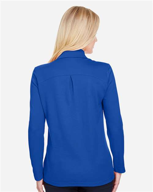 Devon & Jones Women's CrownLux Performance® Plaited Long Sleeve Polo - DG20LW True Royal