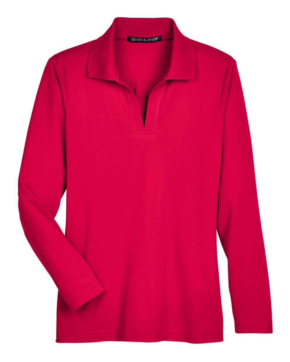 Devon & Jones Women's CrownLux Performance® Plaited Long Sleeve Polo - DG20LW Red