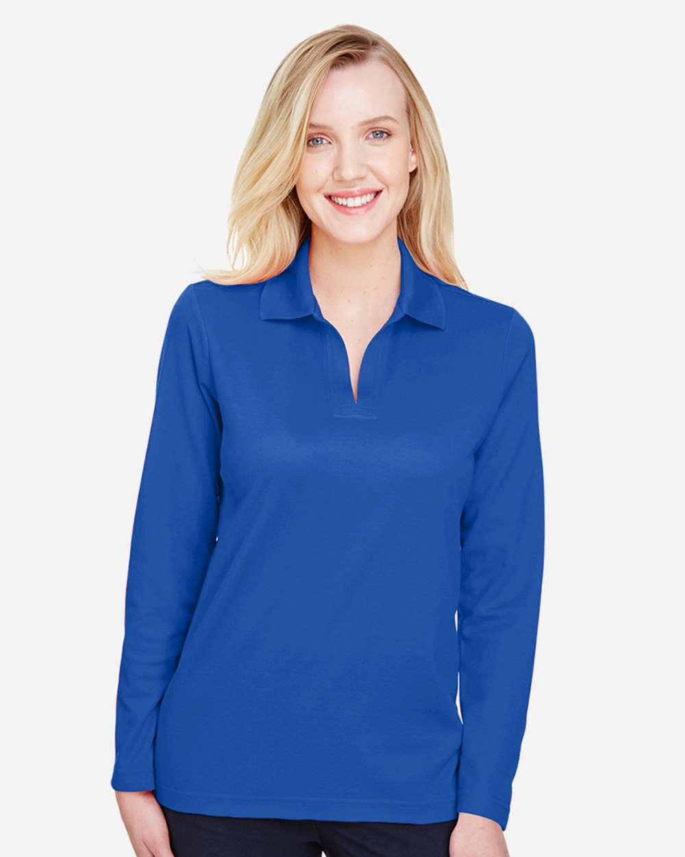 Devon & Jones Women's CrownLux Performance® Plaited Long Sleeve Polo - DG20LW True Royal