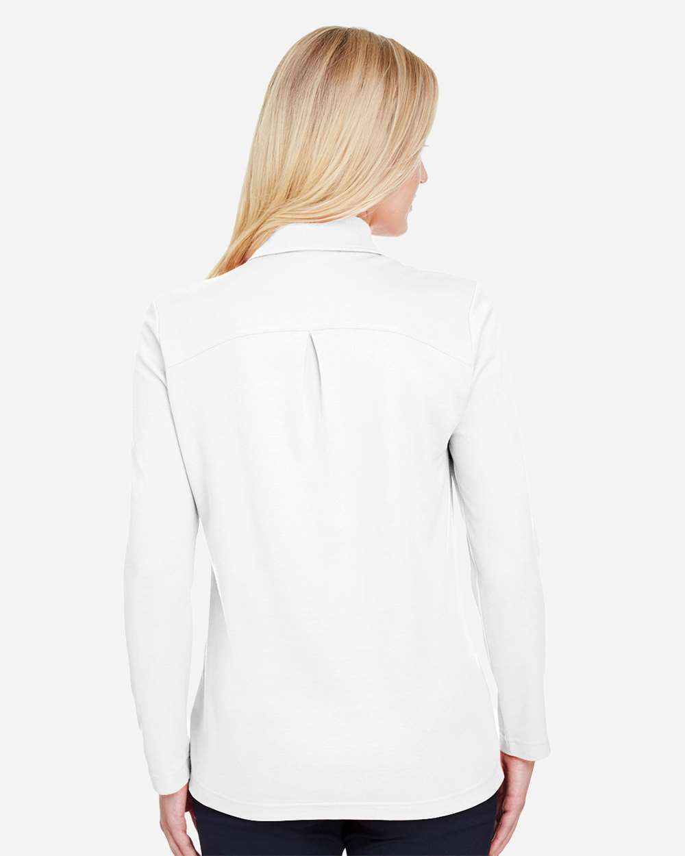 Devon & Jones Women's CrownLux Performance® Plaited Long Sleeve Polo - DG20LW White