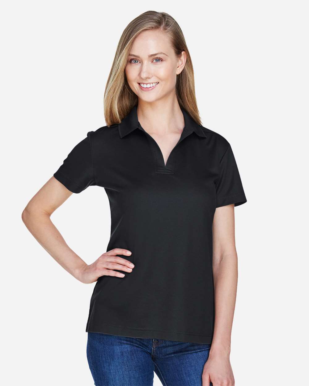 Devon & Jones Women's CrownLux Performance® Plaited Polo - DG20W Black
