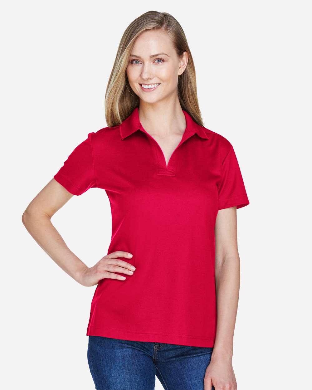 Devon & Jones Women's CrownLux Performance® Plaited Polo - DG20W Red