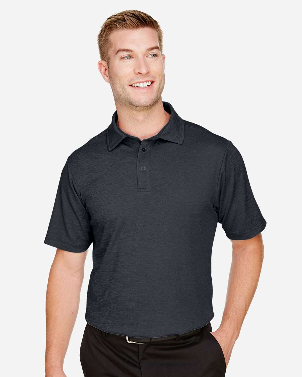 Devon & Jones Men's CrownLux Performance® Address Mélange Polo - DG22 Black Melange
