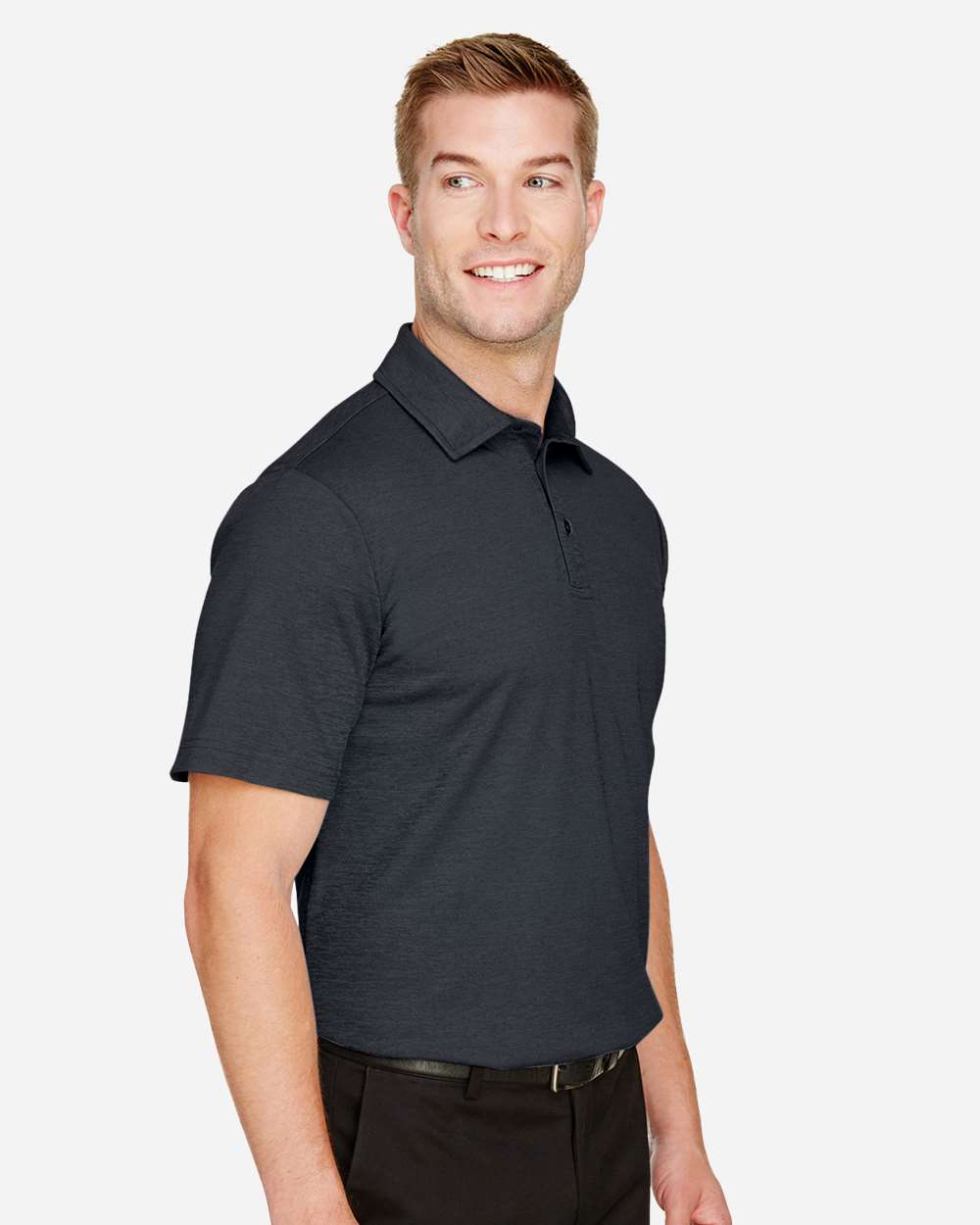 Devon & Jones Men's CrownLux Performance® Address Mélange Polo - DG22 Black Melange