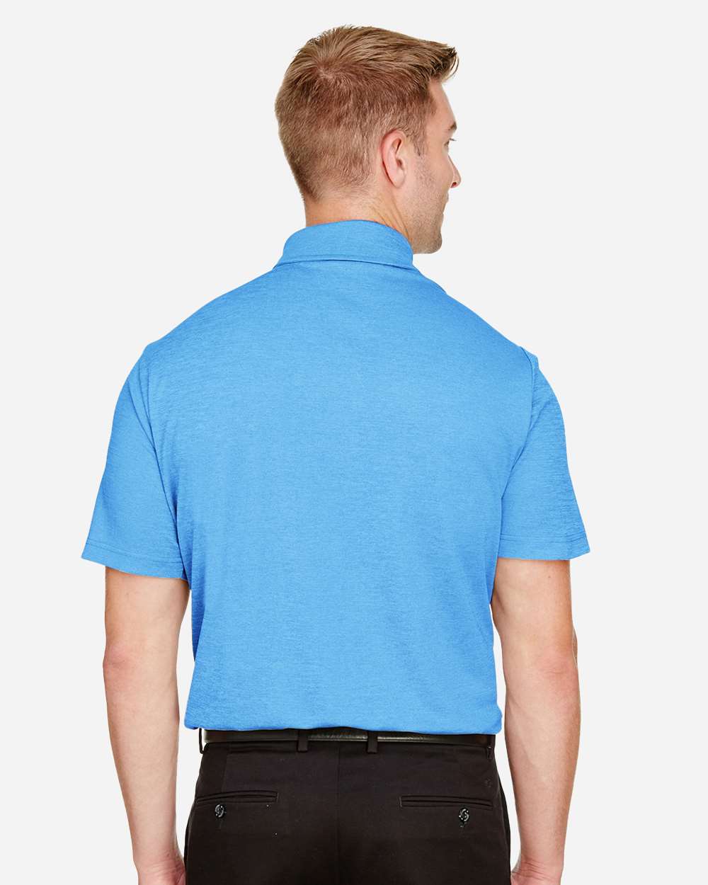 Devon & Jones Men's CrownLux Performance® Address Mélange Polo - DG22 Ocean Blue Melange