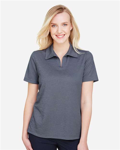 Devon & Jones Women's CrownLux Performance® Address Melange Polo - DG22W Navy Heather