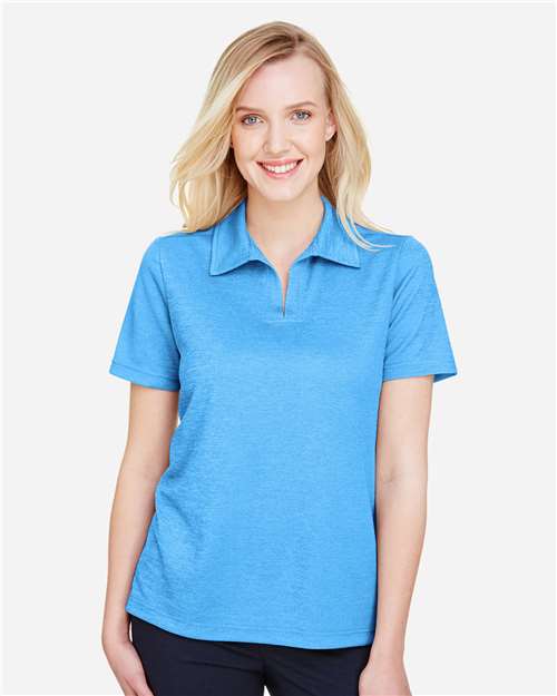 Devon & Jones Women's CrownLux Performance® Address Melange Polo - DG22W Ocean Blue Heather