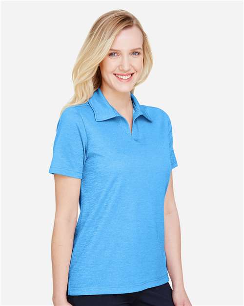 Devon & Jones Women's CrownLux Performance® Address Melange Polo - DG22W Ocean Blue Heather