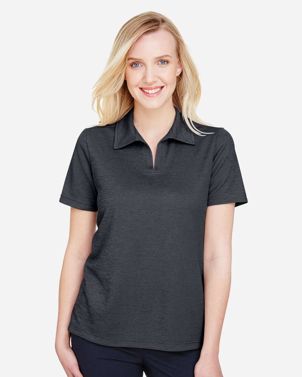 Devon & Jones Women's CrownLux Performance® Address Melange Polo - DG22W Black Melange