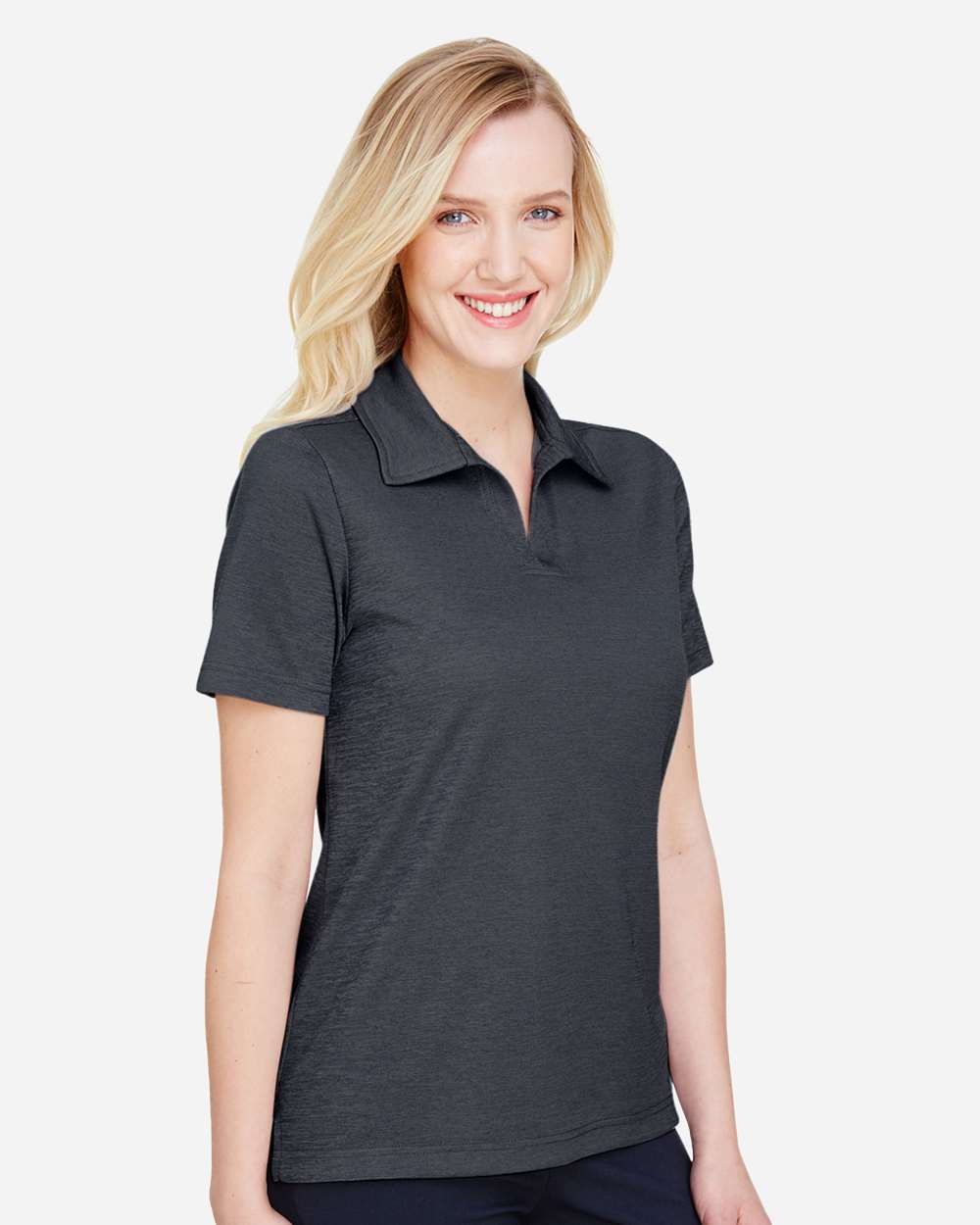 Devon & Jones Women's CrownLux Performance® Address Melange Polo - DG22W Black Melange