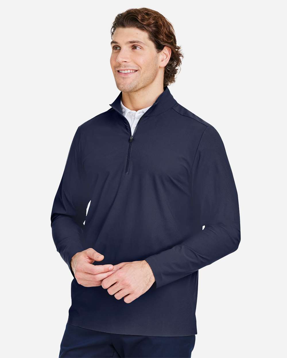 Devon & Jones Men's CrownLux Performance® Windsor Welded Quarter-Zip Pullover - DG410 Navy