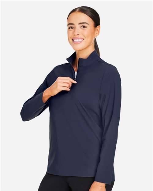 Devon & Jones Women's CrownLux Performance® Windsor Welded Quarter-Zip Pullover - DG410W Navy