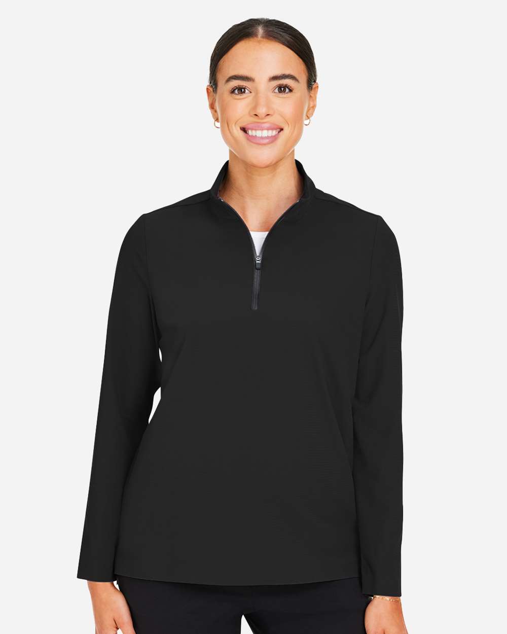 Devon & Jones Women's CrownLux Performance® Windsor Welded Quarter-Zip Pullover - DG410W Black