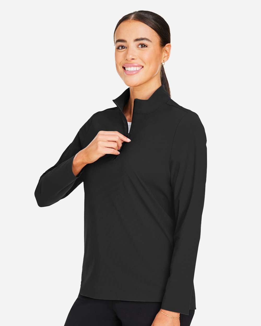 Devon & Jones Women's CrownLux Performance® Windsor Welded Quarter-Zip Pullover - DG410W Black
