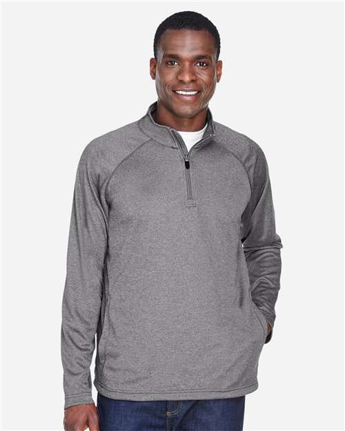 Devon & Jones Men's Stretch Tech-Shell® Compass Quarter-Zip Pullover - DG440 Dark Grey Heather