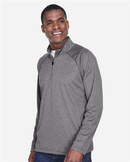 Devon & Jones Men's Stretch Tech-Shell® Compass Quarter-Zip Pullover - DG440 Dark Grey Heather