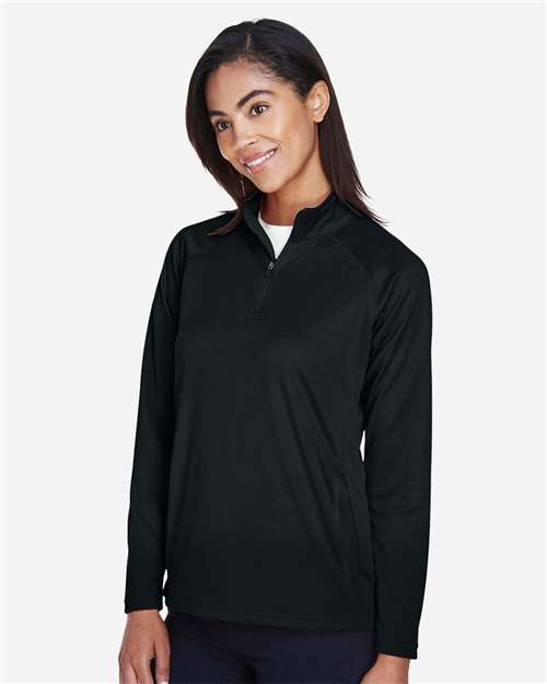 Devon & Jones Women's Stretch Tech-Shell® Compass Quarter-Zip Pullover - DG440W Black