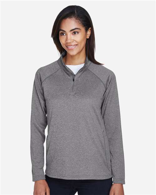 Devon & Jones Women's Stretch Tech-Shell® Compass Quarter-Zip Pullover - DG440W Dark Grey Heather