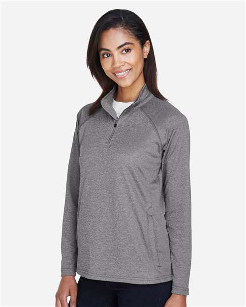 Devon & Jones Women's Stretch Tech-Shell® Compass Quarter-Zip Pullover - DG440W Dark Grey Heather