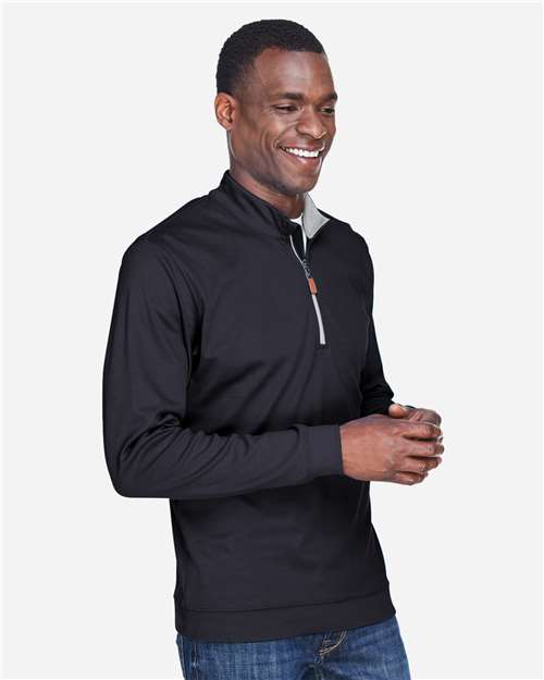 Devon & Jones Men's DRYTEC20™ Performance Quarter-Zip Pullover - DG479 Black- Grey Heather- Graphite