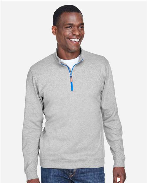 Devon & Jones Men's DRYTEC20™ Performance Quarter-Zip Pullover - DG479 Grey Heather- Grey H- French Blue