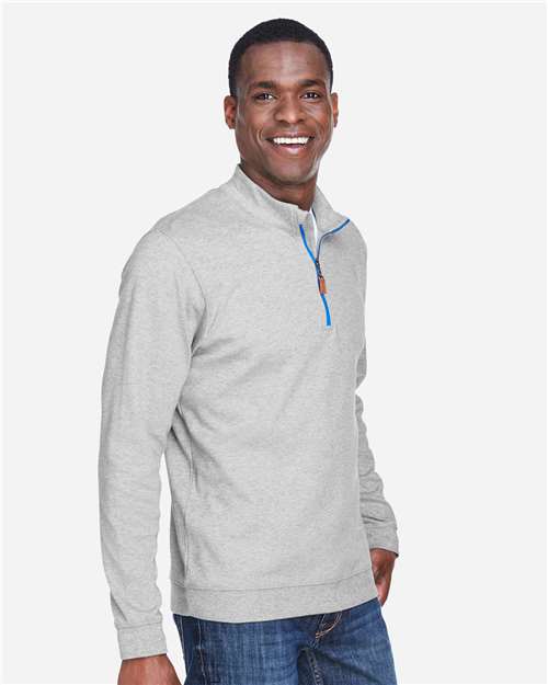 Devon & Jones Men's DRYTEC20™ Performance Quarter-Zip Pullover - DG479 Grey Heather- Grey H- French Blue