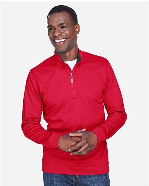 Devon & Jones Men's DRYTEC20™ Performance Quarter-Zip Pullover - DG479 Red- Navy- Red