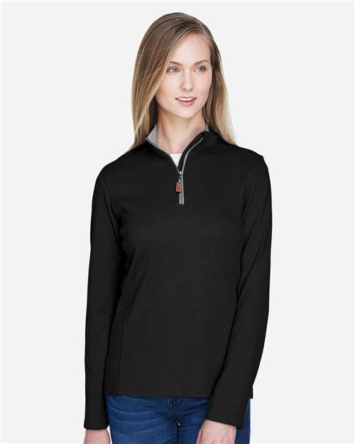 Devon & Jones Women's DRYTEC20™ Performance Quarter-Zip Pullover - DG479W Black- Grey Heather- Graphite