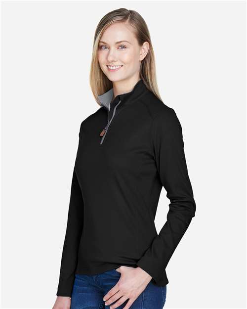 Devon & Jones Women's DRYTEC20™ Performance Quarter-Zip Pullover - DG479W Black- Grey Heather- Graphite