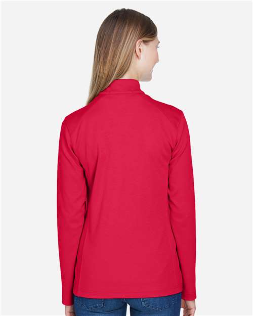 Devon & Jones Women's DRYTEC20™ Performance Quarter-Zip Pullover - DG479W Red- Navy- Red
