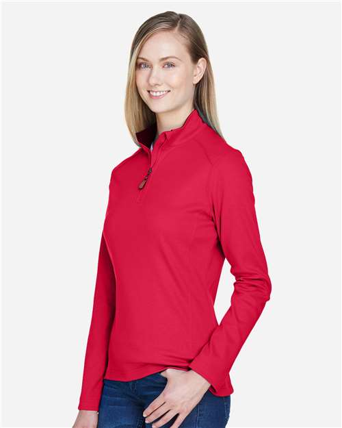 Devon & Jones Women's DRYTEC20™ Performance Quarter-Zip Pullover - DG479W Red- Navy- Red