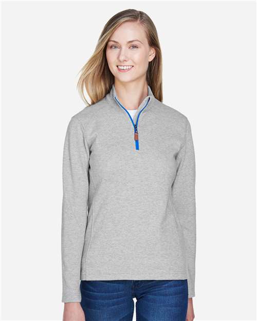 Devon & Jones Women's DRYTEC20™ Performance Quarter-Zip Pullover - DG479W Grey Heather- Grey H- French Blue
