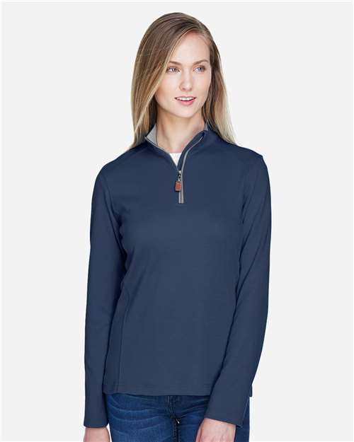 Devon & Jones Women's DRYTEC20™ Performance Quarter-Zip Pullover - DG479W Navy- Grey Heather- Graphite