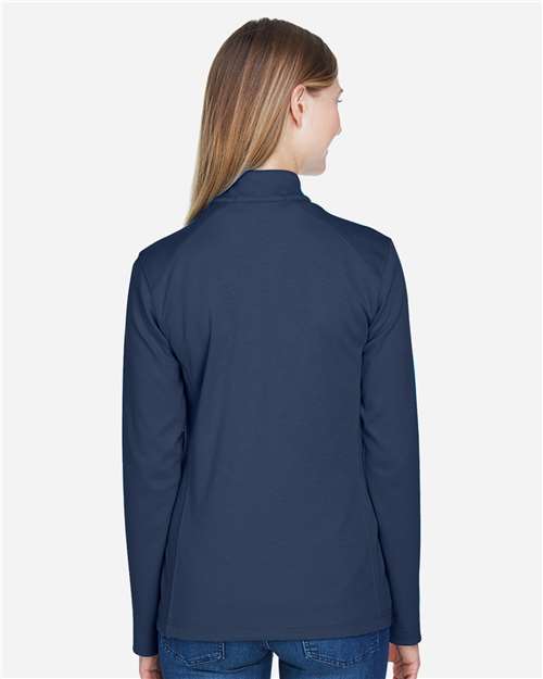 Devon & Jones Women's DRYTEC20™ Performance Quarter-Zip Pullover - DG479W Navy- Grey Heather- Graphite