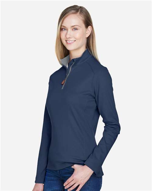 Devon & Jones Women's DRYTEC20™ Performance Quarter-Zip Pullover - DG479W Navy- Grey Heather- Graphite
