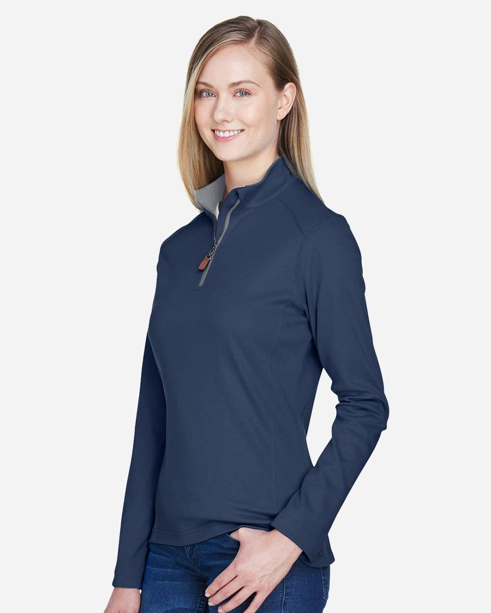 Devon & Jones Women's DRYTEC20™ Performance Quarter-Zip Pullover - DG479W Navy- Grey Heather- Graphite
