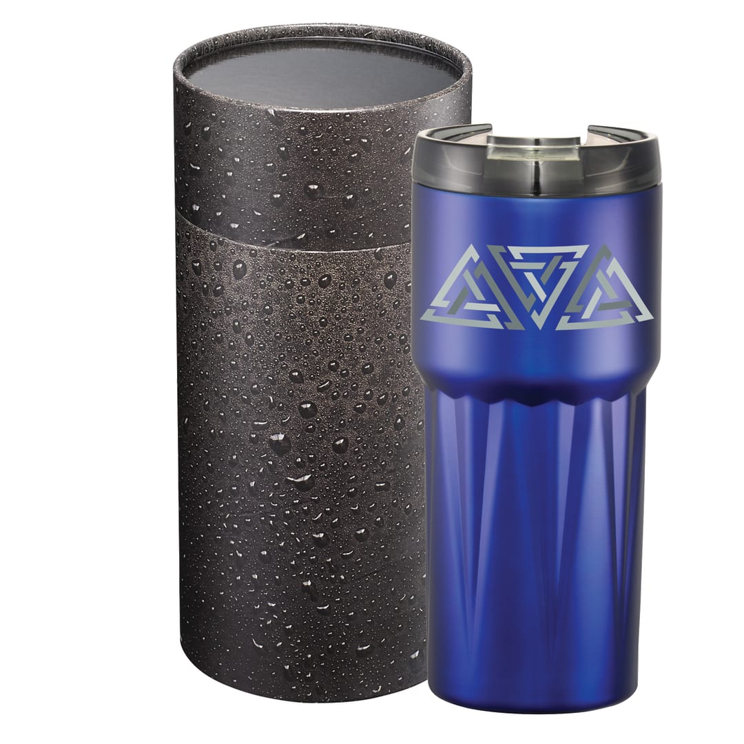 Pyramid Copper Tumbler 20oz With Cylindrical Box - 1626-94 Blue