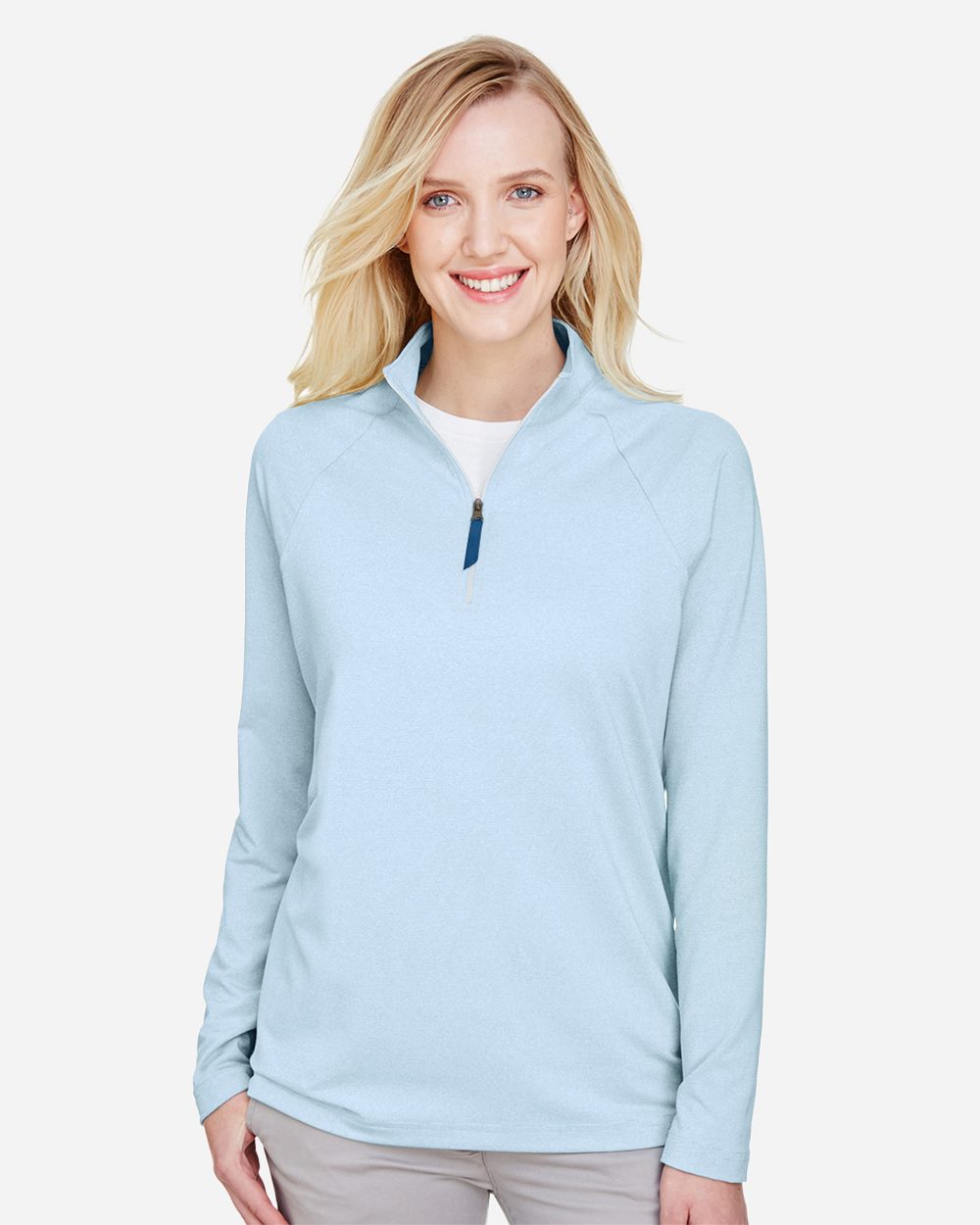 Devon & Jones Women's CrownLux Performance® Clubhouse Micro-Stripe Quarter-Zip Pullover - DG480W