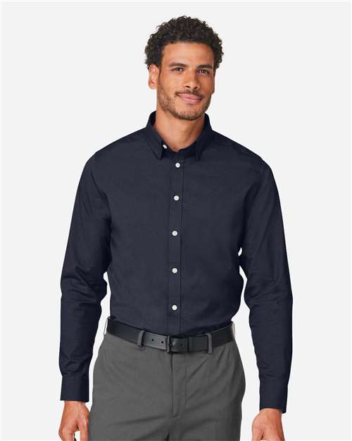 Devon & Jones Men's CrownLux Performance® Spencer Poplin Dress Shirt - DG505 Navy Melange